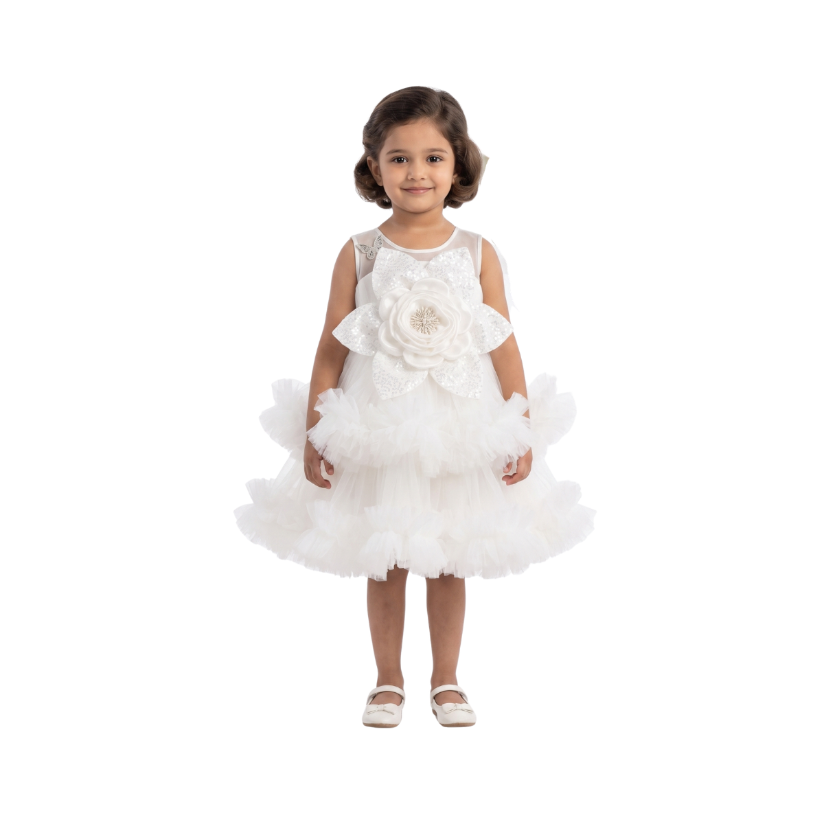 Celestial Bloom Layered Tulle Party Frock – Snow White