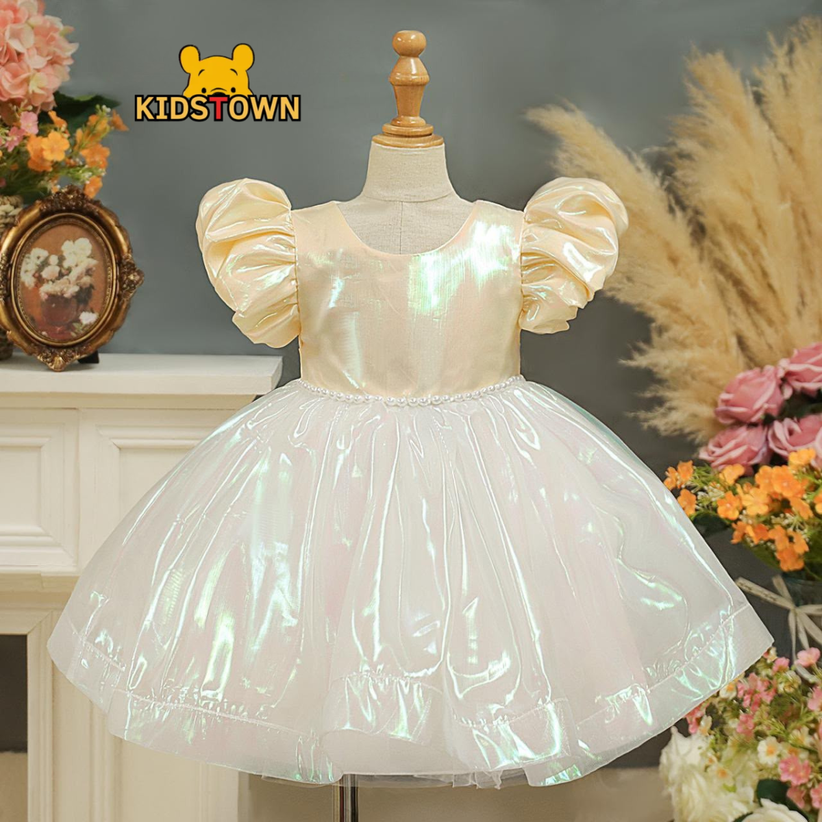 Girls Premium Iridescent Party Wear Dress Photo 3