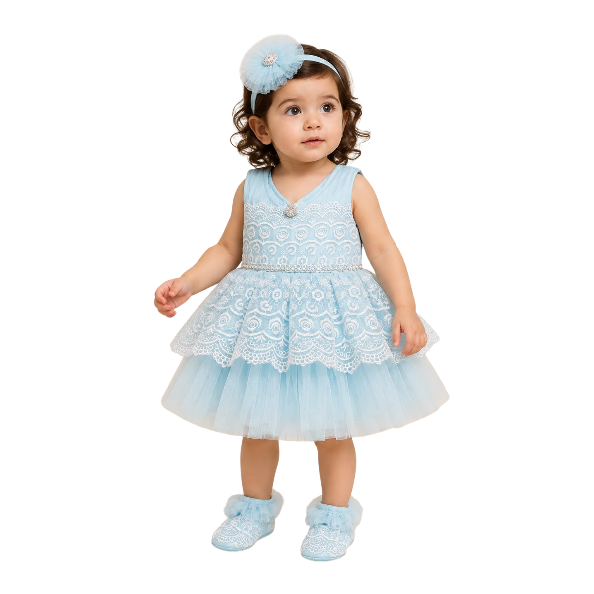 Kidstown Elegant Blue Party Wear Frock for Girls