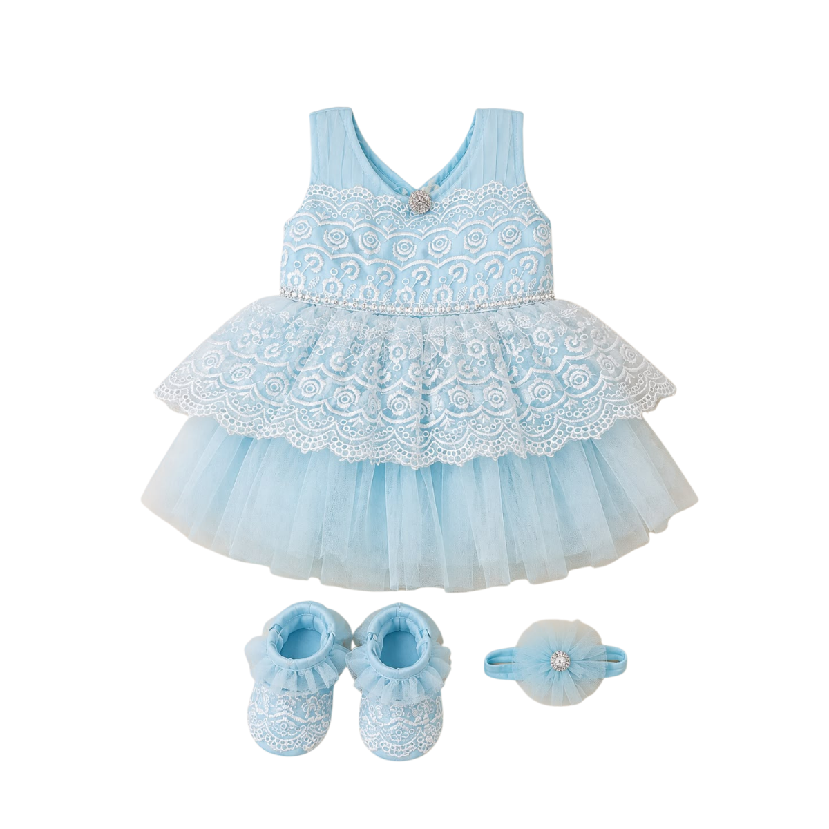 Kidstown Elegant Blue Party Wear Frock for Girls Photo 3
