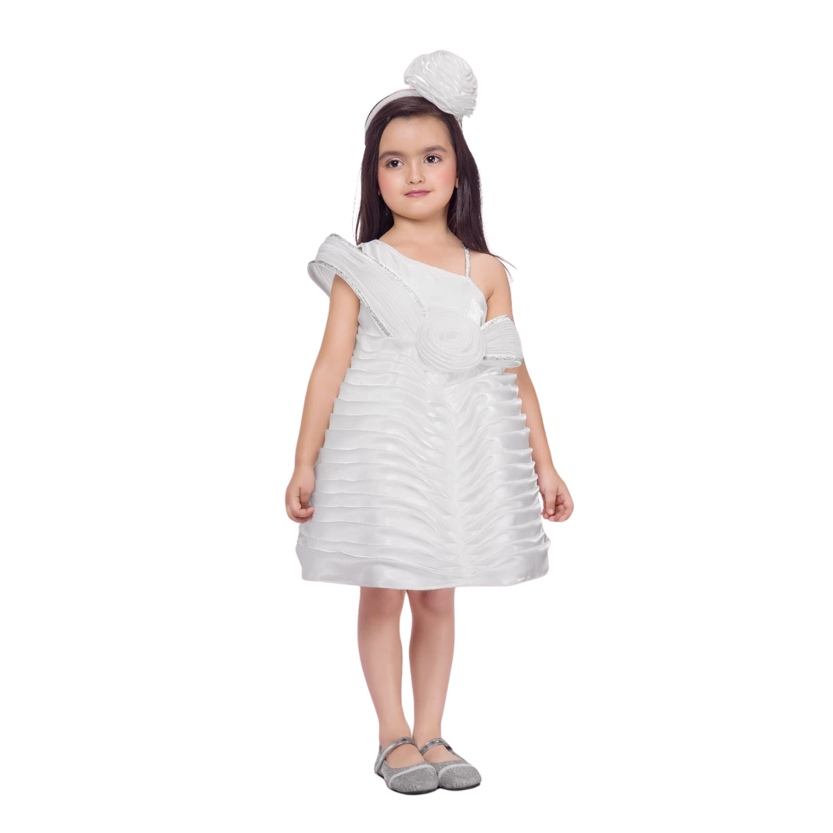 Kidstown Girls Designer Party Wear Dress with Hairband