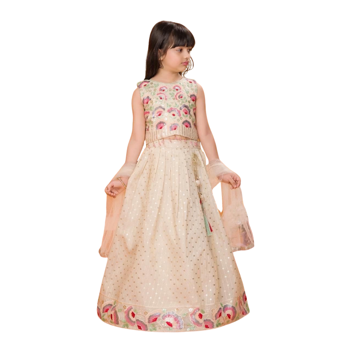 Kidstown Girls Floral embroidered Printed Lehenga Choli Set