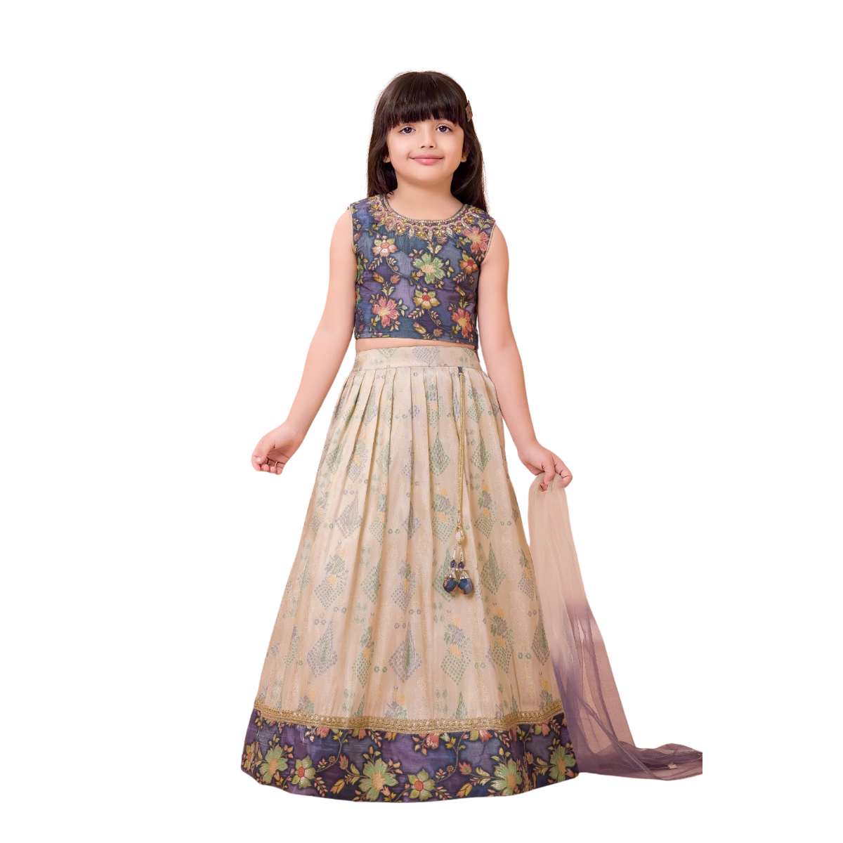 Kidstown Girls Floral Printed Lehenga Choli Set