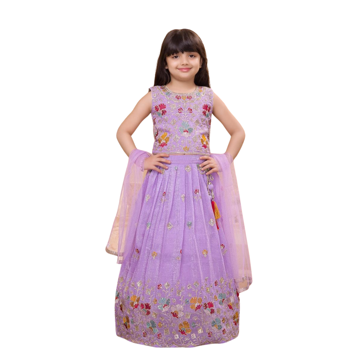 Lavender Embroidered Ethnic Lehenga Set