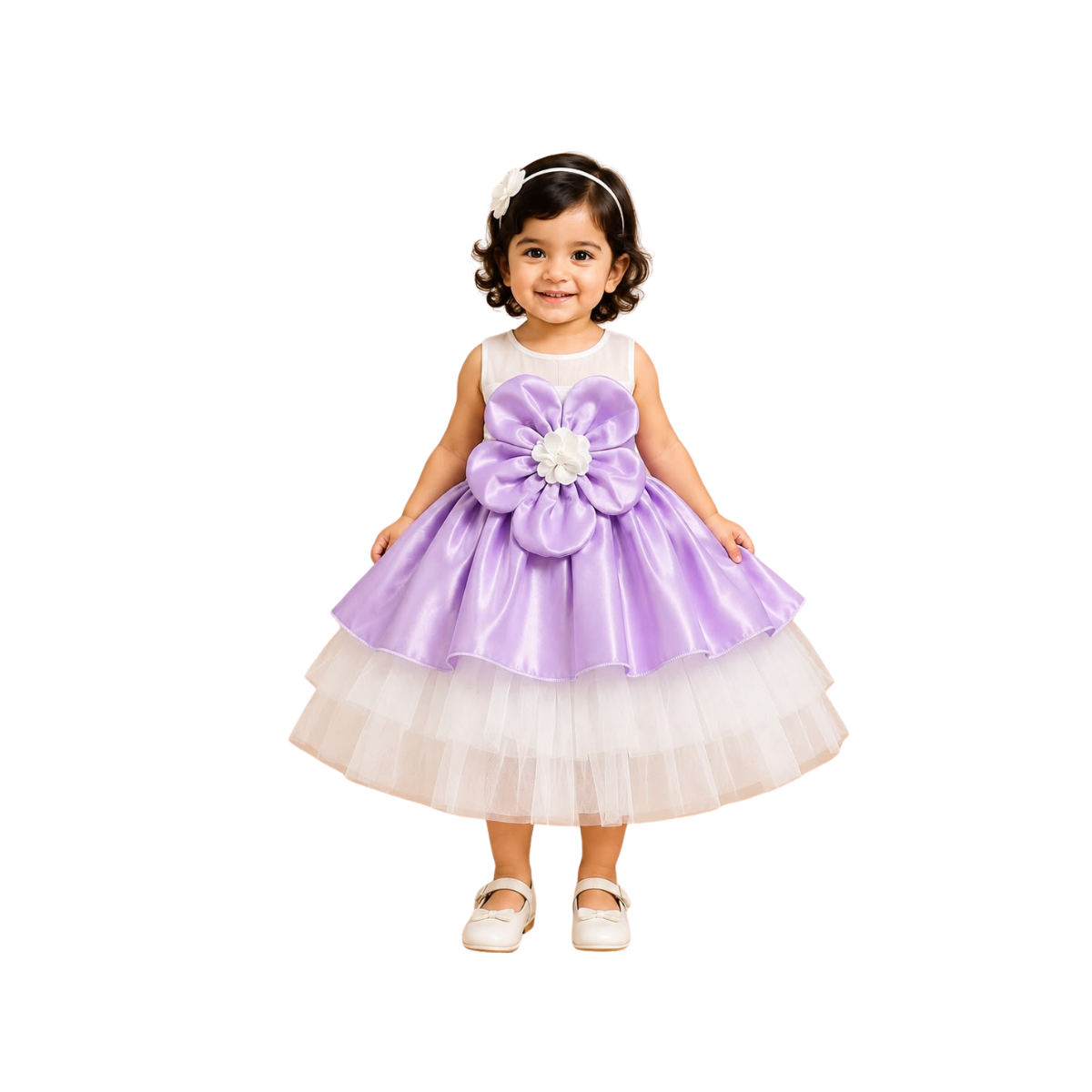 Lavender Floral Party Dress for Baby Girls
